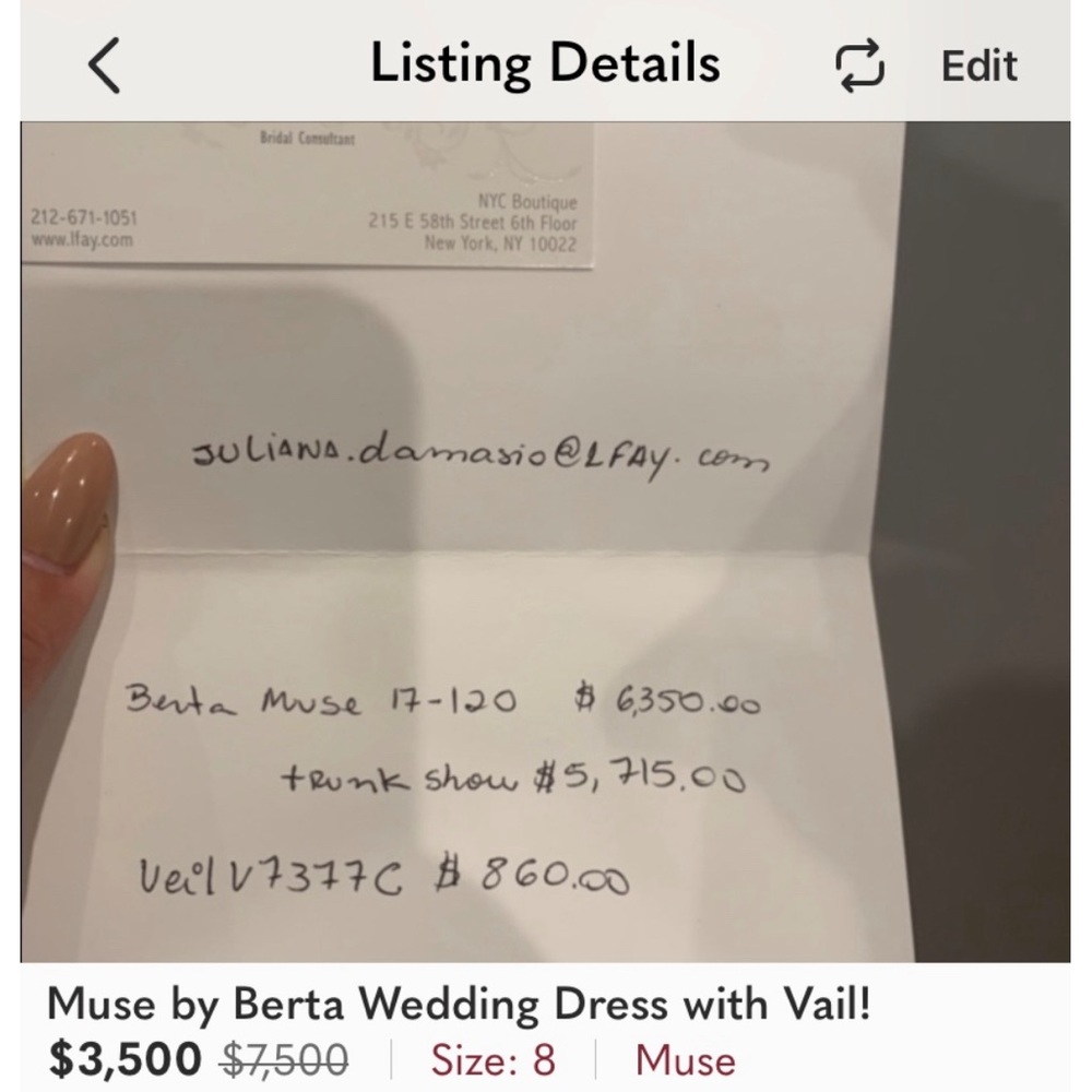MUSE by Berta Aisha (17-20) Wedding Dress Worn for only 1 hour & dry cleaned! - Picture 13 of 13